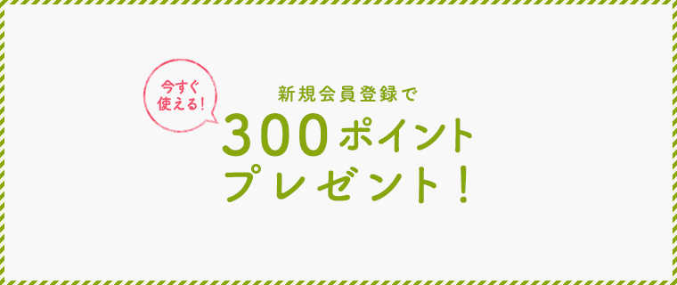 新規会員登録で300ポイントプレゼント
